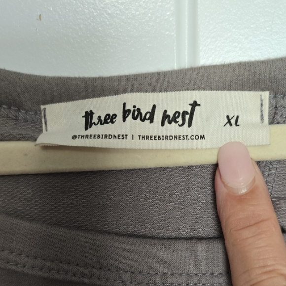 Three Bird Nest Taupe Ruffled Blouse - Picture 3 of 6